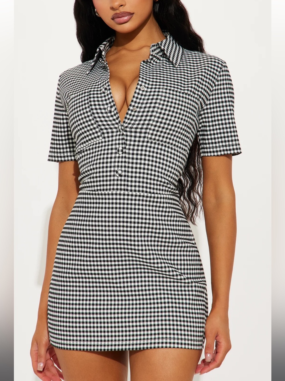 Fashion Nova Monochrome Checkered Romper
